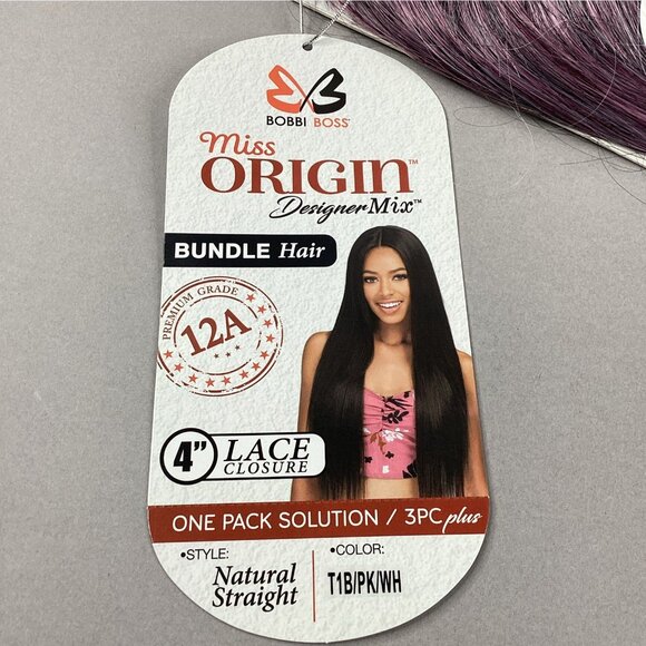 Straight #T1B/Pk/Wh Black Pink 18” 22” All-in-One Synthetic Hair Extensions - Picture 4 of 7